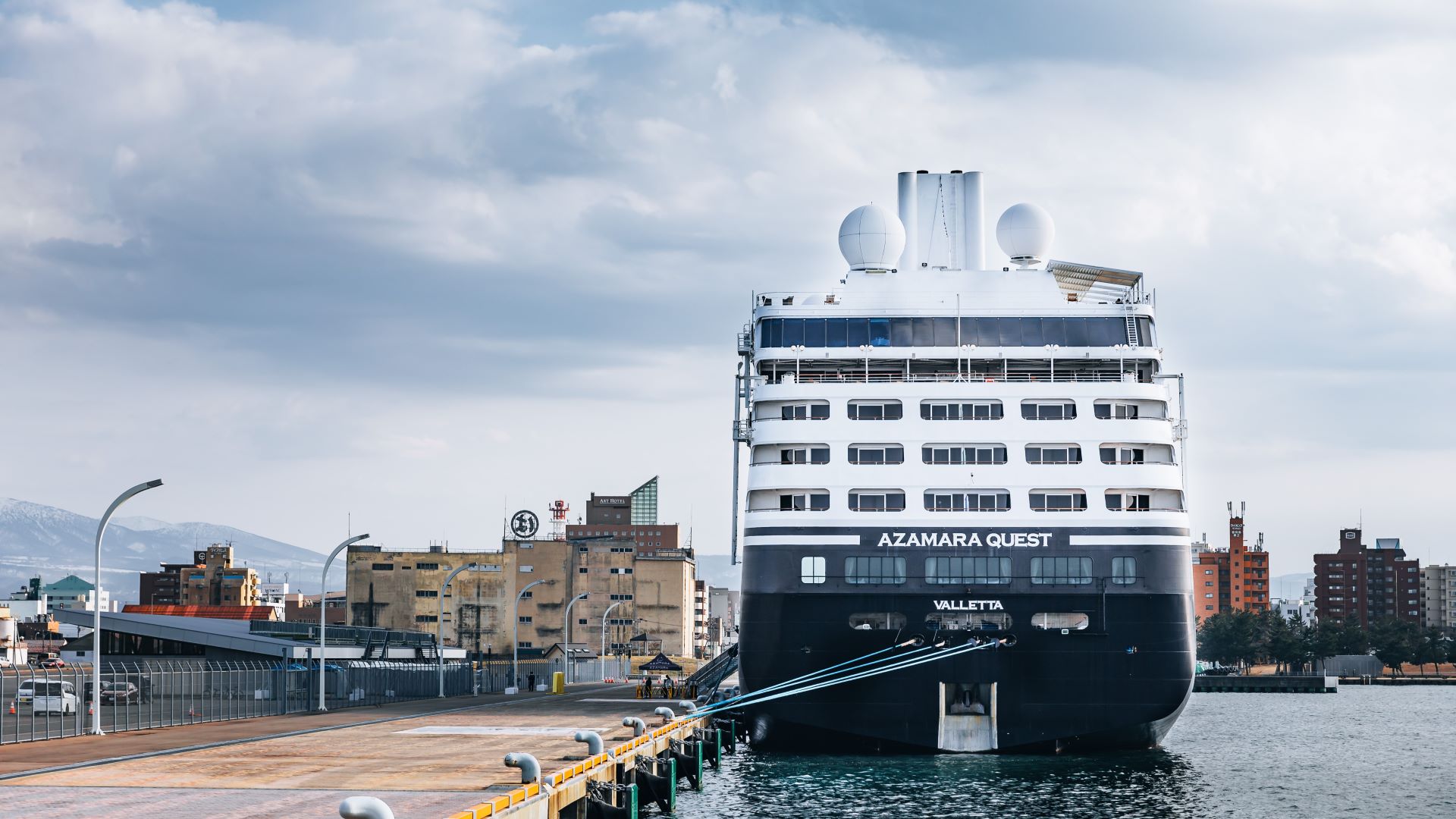 Azamara ship in front of Chilean fjords