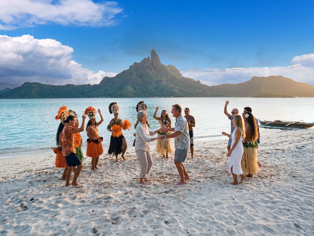Guests enjoy Polynesian dancing in Bora Bora